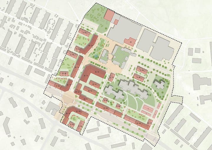 Ritning ur detaljplan över Bro-Torg